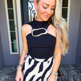 Unrivaled Gold Detail Top - Black