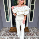 Dramatic Elegance Off Shoulder Ruffle Top