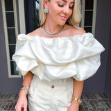 Dramatic Elegance Off Shoulder Ruffle Top