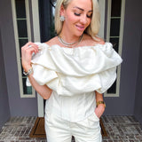 Dramatic Elegance Off Shoulder Ruffle Top