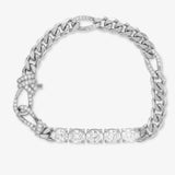 Knot Diamonds Figaro Chain Bracelet - Silver