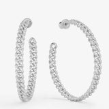 Pavé Julian Chain Hoop 2" - Silver