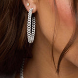 Pavé Julian Chain Hoop 2" - Silver