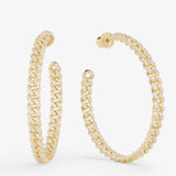 Pavé Julian Chain Hoops 2" - Gold