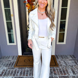 Skyline Statement Leather Jacket - Ivory