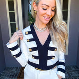 Saint Laurent Society Gold Button Top - White