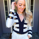 Saint Laurent Society Gold Button Top - White