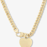 Julian XL Heart Cuban Chain Necklace 16" - Gold