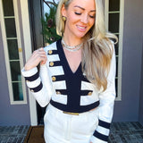 Saint Laurent Society Gold Button Top - White