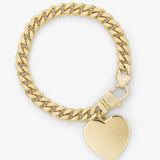 Julian XL Heart Cuban Chain Bracelet 7.5" - Gold
