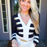 Saint Laurent Society Gold Button Top - Black