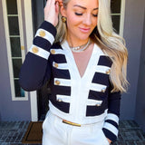 Saint Laurent Society Gold Button Top - Black