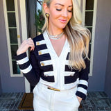 Saint Laurent Society Gold Button Top - Black