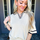 Jet Set Luxe Knit Top - Almond