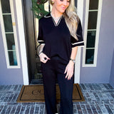 Jet Set Luxe Knit Top - Black
