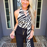 Wildly Refined Zebra Scarf Top
