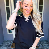 Jet Set Luxe Knit Top - Black