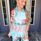 Venice Postcard Button Up