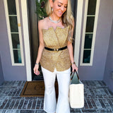 Louvre In Love Tweed Belted Top