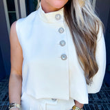 Milan Edit One Shoulder Jeweled Cape Top