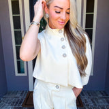 Milan Edit One Shoulder Jeweled Cape Top