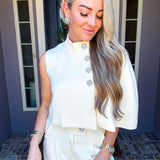 Milan Edit One Shoulder Jeweled Cape Top