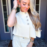Milan Edit One Shoulder Jeweled Cape Top