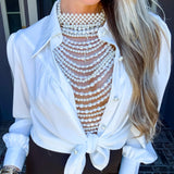Dripping In Pearls Body Chain Top