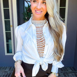 Dripping In Pearls Body Chain Top