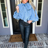 Denim Crush Bow Blouse