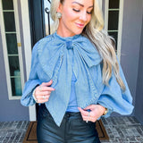 Denim Crush Bow Blouse