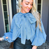 Denim Crush Bow Blouse
