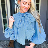 Denim Crush Bow Blouse