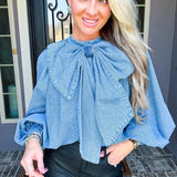 Denim Crush Bow Blouse