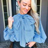 Denim Crush Bow Blouse
