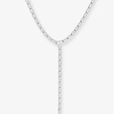 Pavé Serpent Lariat Necklace 18" - Silver
