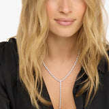 Pavé Serpent Lariat Necklace 18" - Silver