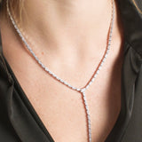 Pavé Serpent Lariat Necklace 18" - Silver