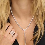 Pavé Serpent Lariat Necklace 18" - Silver