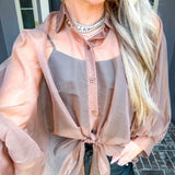 Espresso Society Tie Front Blouse