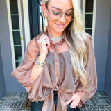 Espresso Society Tie Front Blouse
