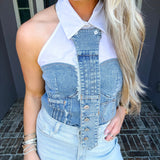 Street Cred Denim Tie Top