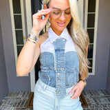 Street Cred Denim Tie Top
