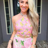 Malibu Millionaire Pink Lace Halter