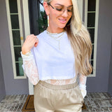 Cali Couture Lace Detail Crop Bodysuit - White