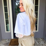 Cali Couture Lace Detail Crop Bodysuit - White