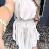 Champagne Listing Open Slit Harem Pant
