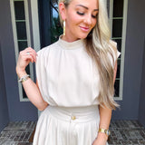 Champagne Listing Mockneck Crop Top