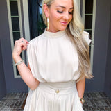 Champagne Listing Mockneck Crop Top