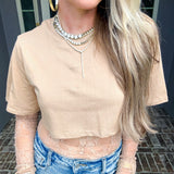 Cali Couture Lace Detail Crop Bodysuit - Taupe